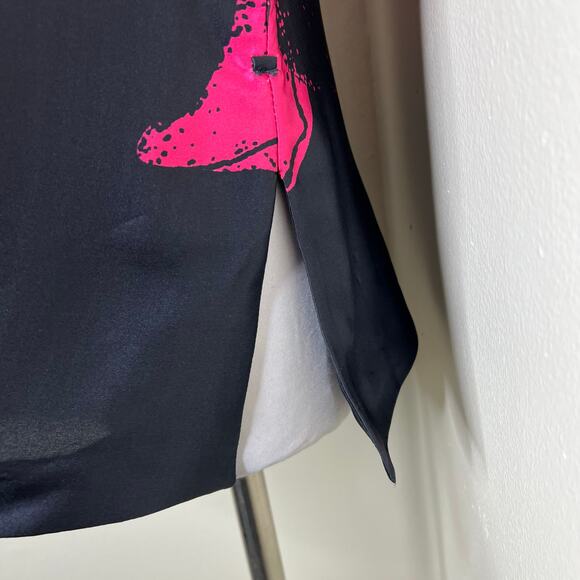 Roberto Verino 100% Silk Top 10 Black Pink Floral Boat Neck Chic Designer Blouse - Picture 4 of 10